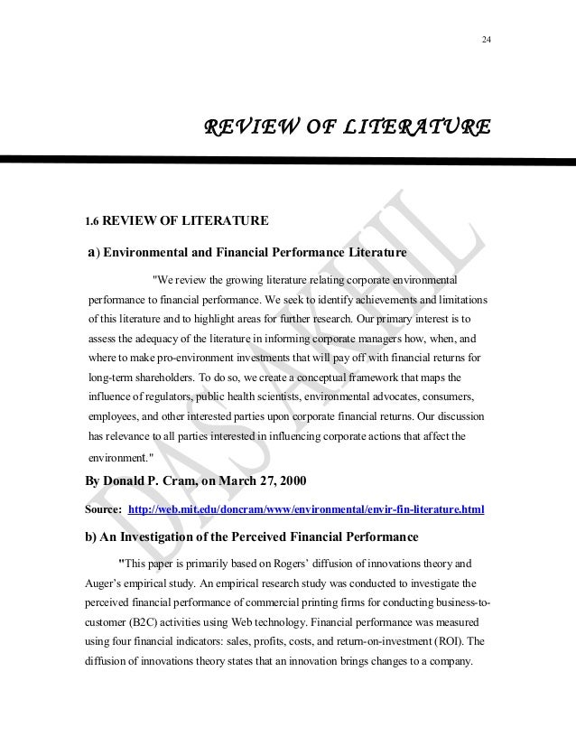 review of financial statement analysis review of literature on financial performance evaluation